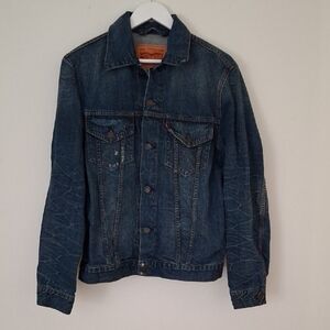 Levi's Men's Medium Classic Indigo Denim Jacket Distressed